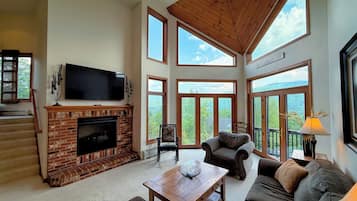 TV connectée, cheminée, lecteur de DVD