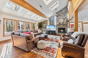 TV, fireplace, offices