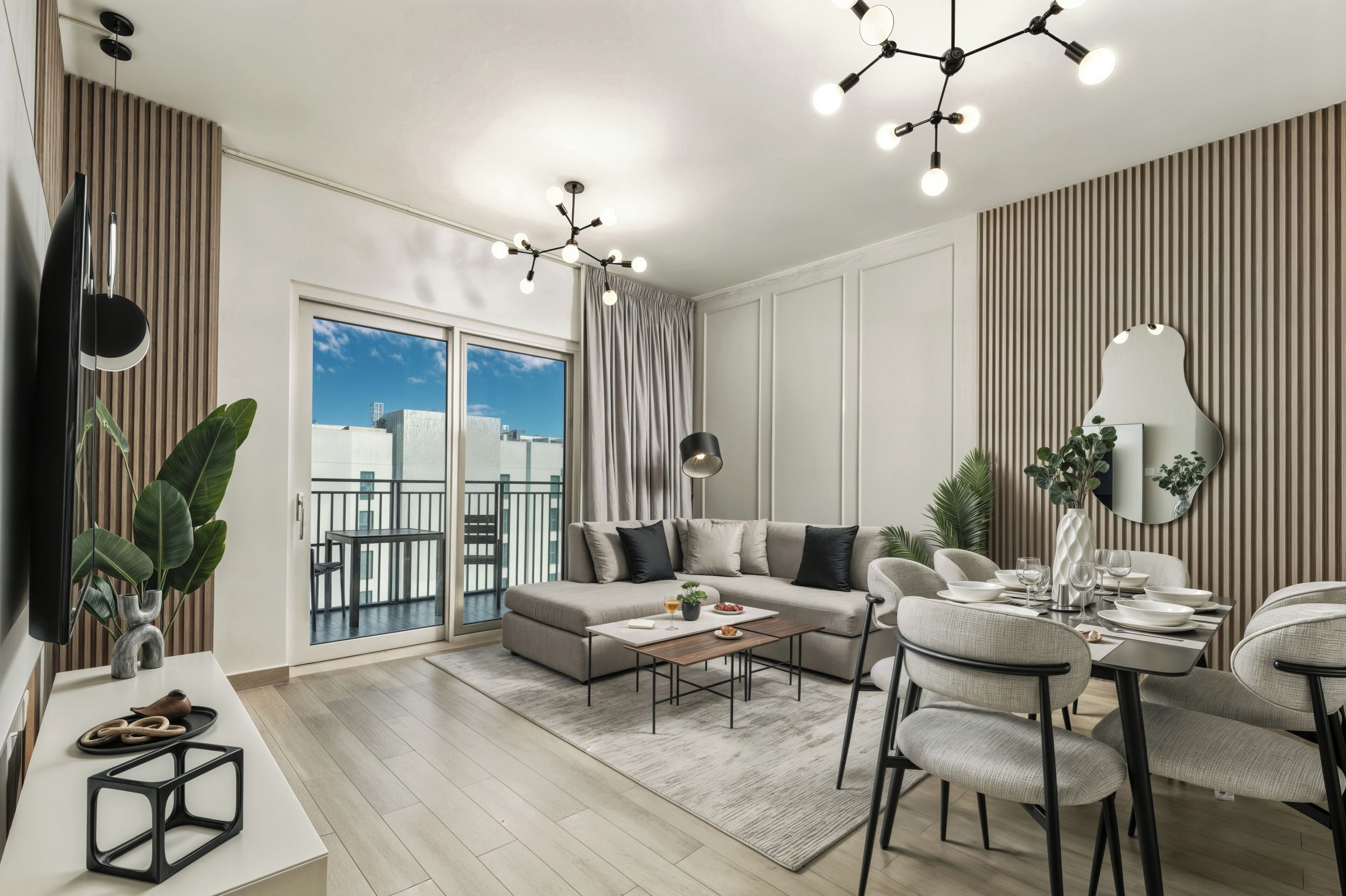 Elite Apartment, Balcony, Courtyard View | Living area | 63-inch Smart TV with digital channels, Netflix, streaming services