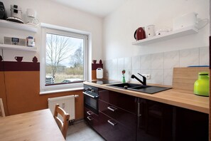 Frigorífico, microondas, horno y placa de cocina