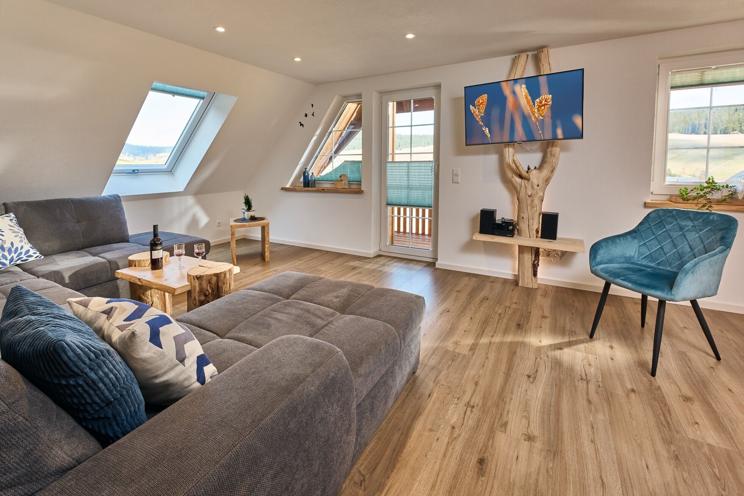 Televisión, chimenea, mesa de ping pong, estéreo