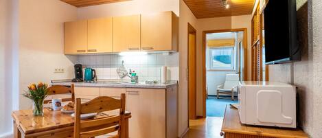 Kühlschrank, Mikrowelle, Herdplatte, Geschirrspüler