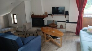 Fernseher, Kamin, Bücher
