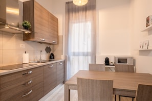 Fridge, microwave, oven, dishwasher
