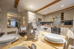 Microwave, dishwasher, coffee/tea maker, high chair