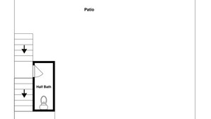 A floor plan with a 'Patio' area, a 'Half Bath' room, and a 'Half Bath' icon. - The Salty Dog at Copano Bay | Bay Views (Rockport)