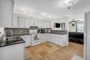 Fridge, microwave, oven, dishwasher