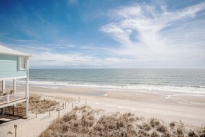 On the beach - Seaside Delight: Luxury Oceanfront Home with Pool, Elevator (Oak Island)