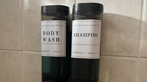 Hair dryer, soap, toilet paper