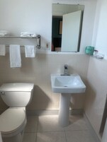 Ducha, toallas, jabón, shampoo