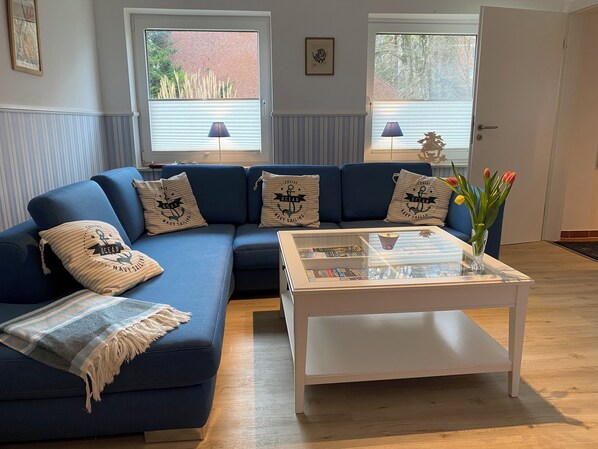 Smart TV, chimenea y libros 