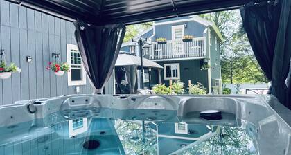 Tranquility in 3br Pocono house Private Pool, Sauna,Hot tub, game room, fire pit