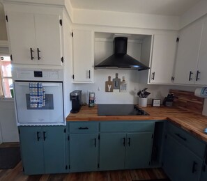 Frigorífico, microondas, horno y placa de cocina