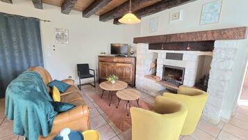 Televisión, chimenea