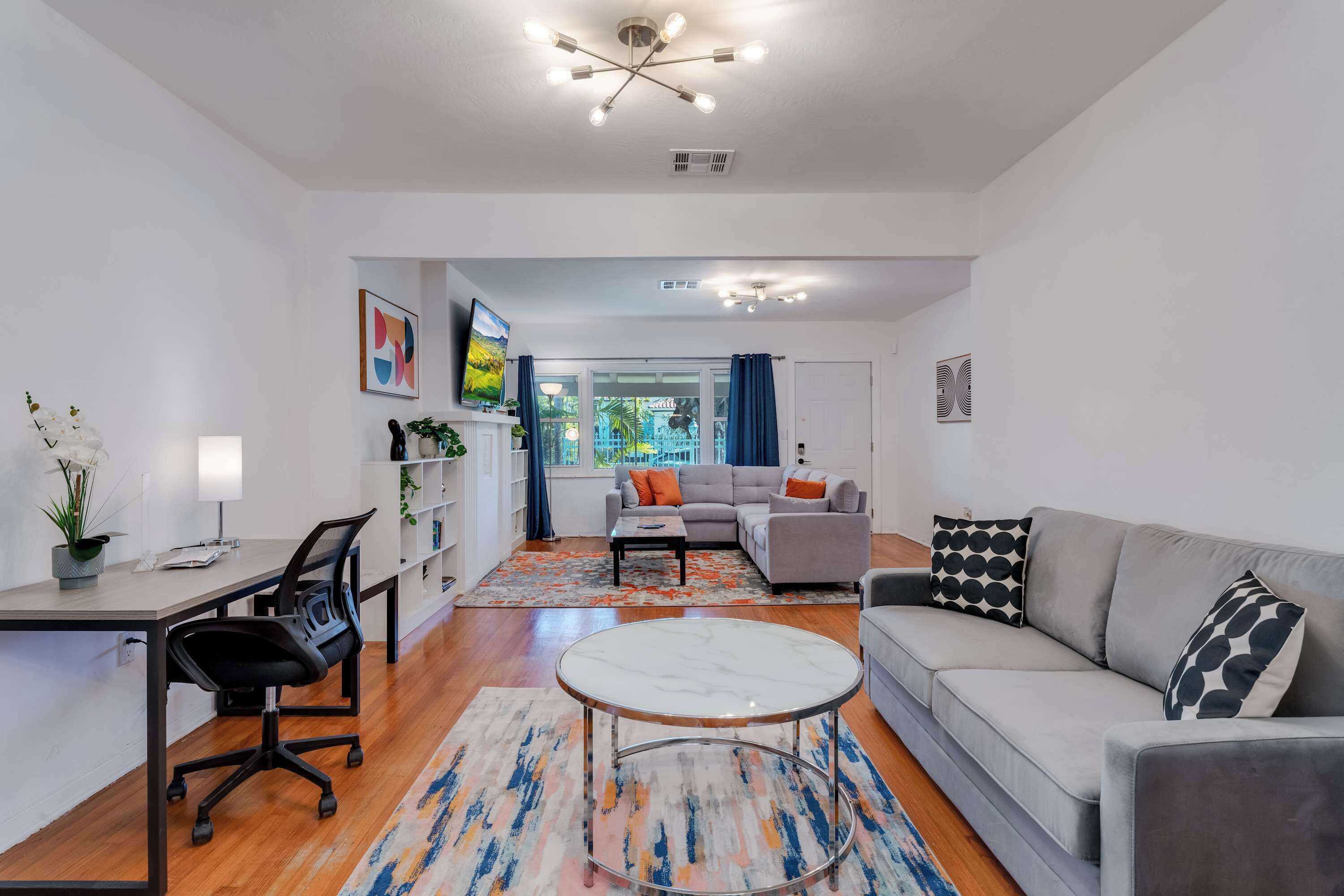 TV, foosball, offices