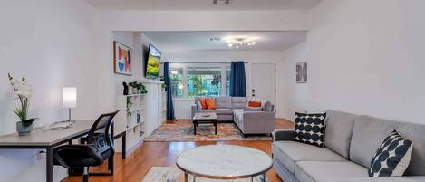 TV, foosball, offices