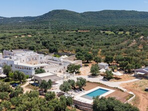 Seasonal outdoor pool, open 10:00 AM to 8:00 PM, pool loungers