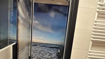 Ducha, bidet, toallas, papel higiénico