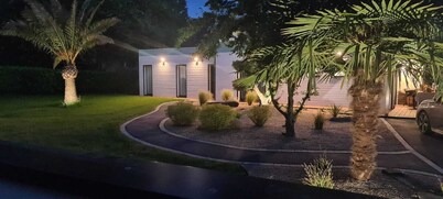 Spacious contemporary wooden house with swimming pool near the Brocéliande forest