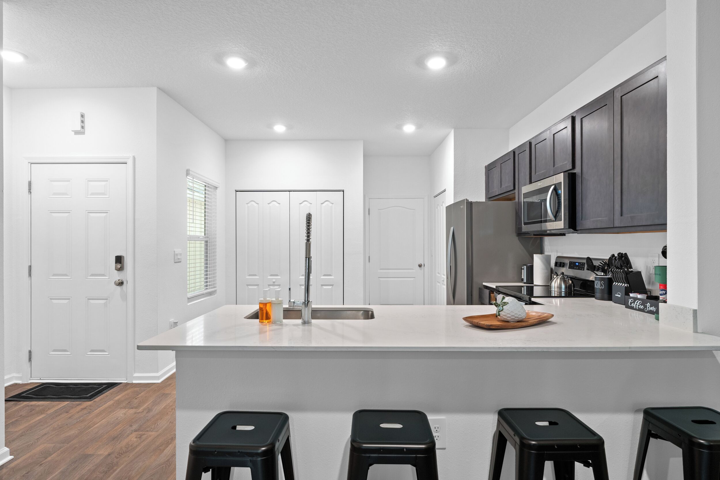 Fridge, microwave, oven, dishwasher