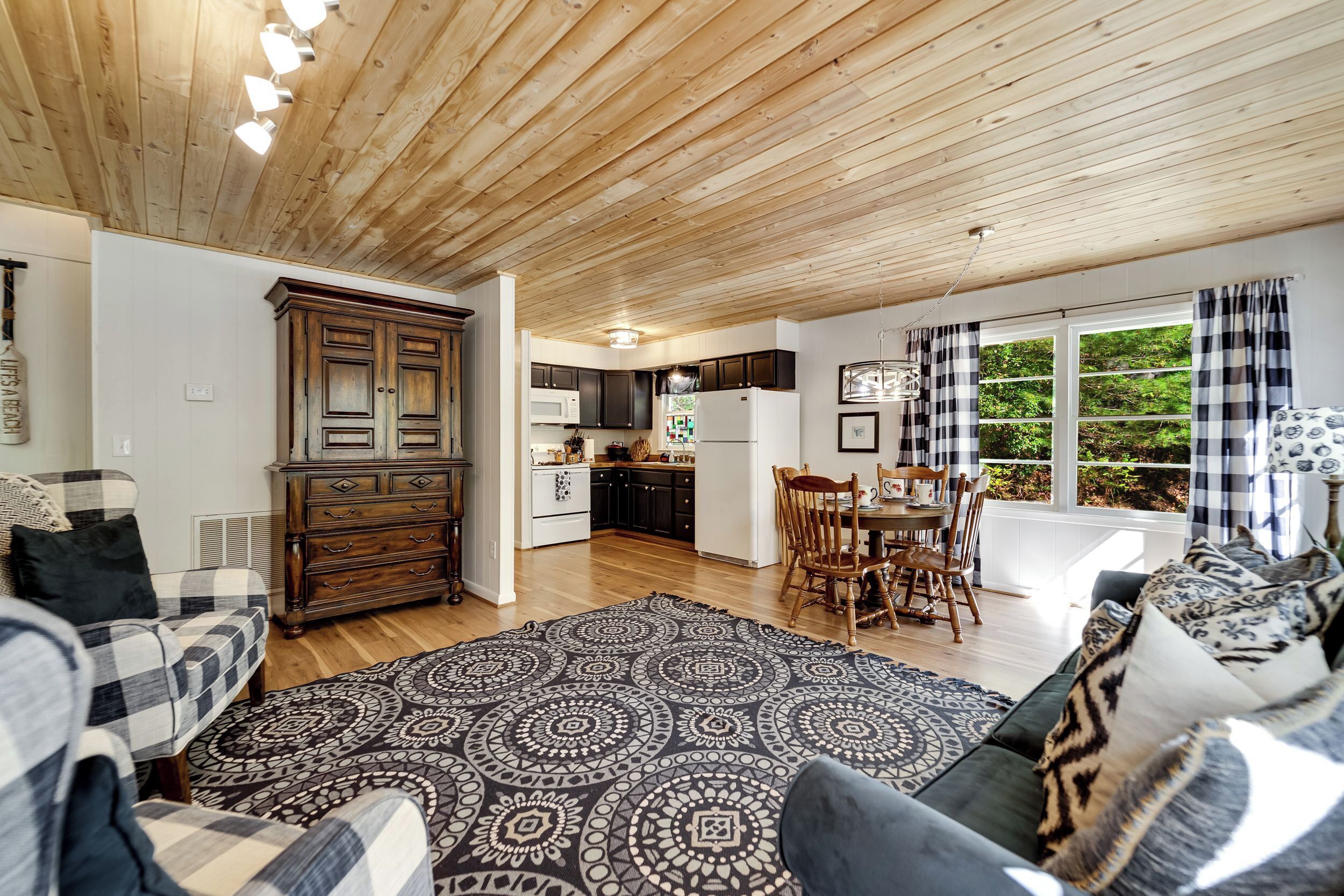 TV connectée, cheminée, livres