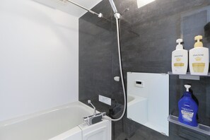 Ensemble douche/baignoire, sèche-cheveux, serviettes fournies, shampoing