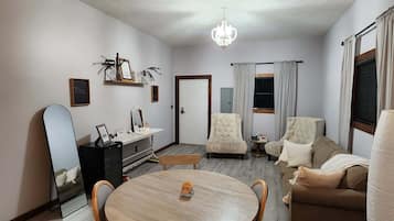 TV, DVD player, video library
