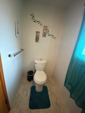 Regadera, secadora de cabello, toallas, jabón