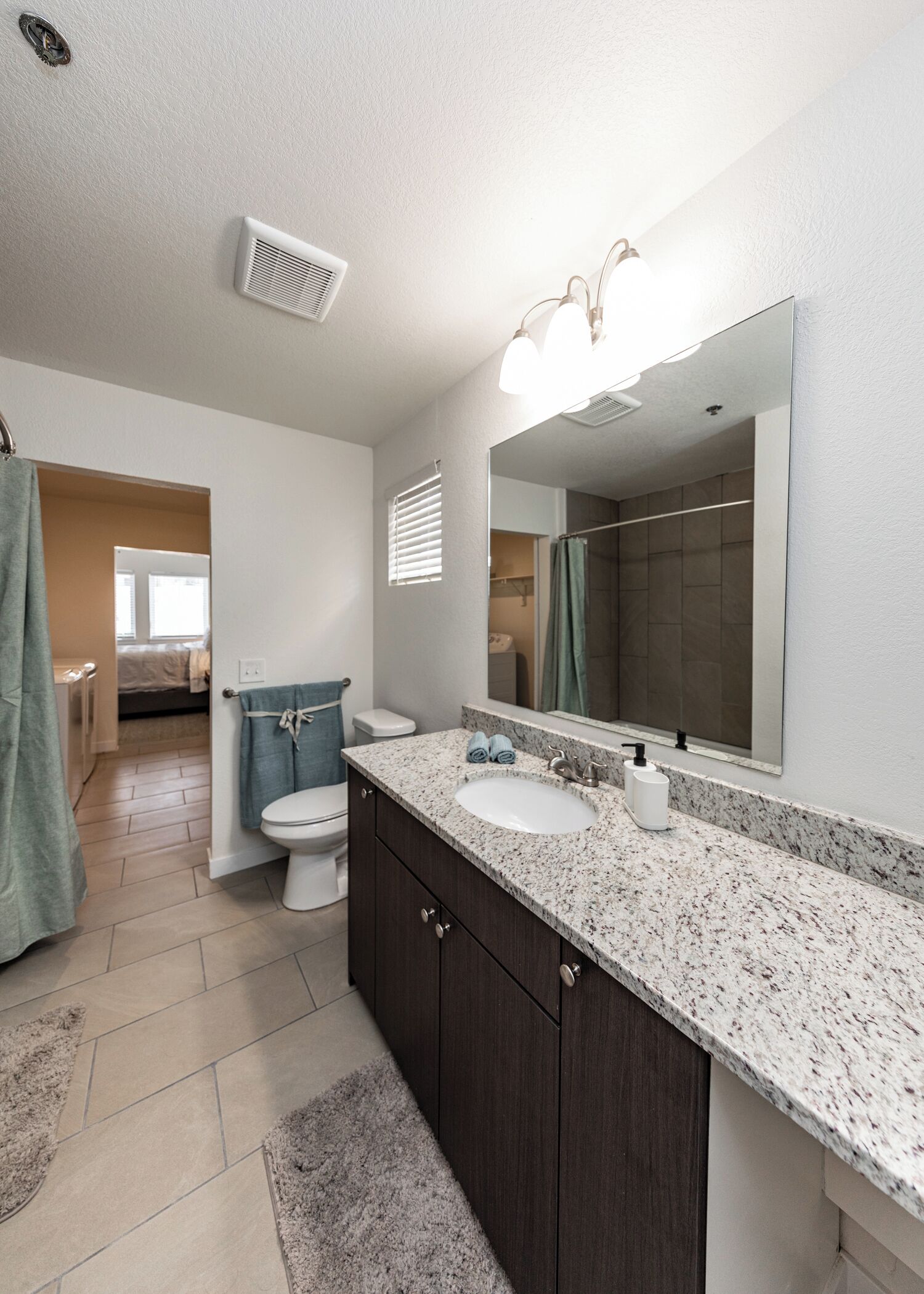 Hair dryer, towels, toilet paper