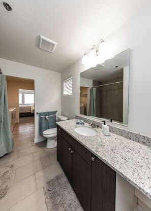 Hair dryer, towels, toilet paper