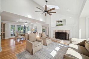 Smart TV, fireplace, video games, foosball