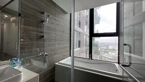 Superior Apartment, 2 Bedrooms, Kitchen, City View | Bathroom | Towels, toilet paper - The Zenpark Tower - Vinhomes Ocean Park (Hanoi)