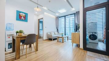 Superior Apartment, 1 Bedroom, Kitchen, City View | Living area | 42-inch LED TV with cable channels