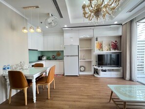 Superior Apartment, 2 Bedrooms, Kitchen, City View | Living area | 42-inch LED TV with digital channels - Vinhomes Royal City by Emily in Town (Hanoi)