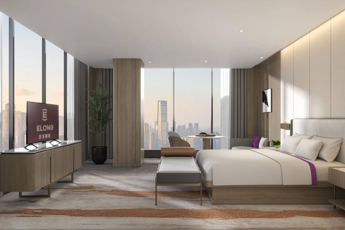 Quarto panorâmico | Roupas de cama premium, camas com colchões pillow-top, frigobar
