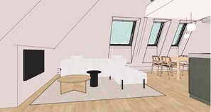 舒适复式, 湖景 | 1 多间卧室、笔记本电脑工作区、免费 WiFi