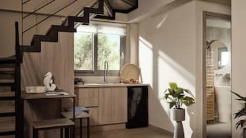 Superior-Maisonette, Gartenblick | Eigene Küche | Mini-Kühlschrank, Mikrowelle, Herdplatte, Kochgeschirr/Geschirr/Besteck