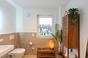 Regadera, amenidades de baño ecológicas, secadora de cabello, toallas 