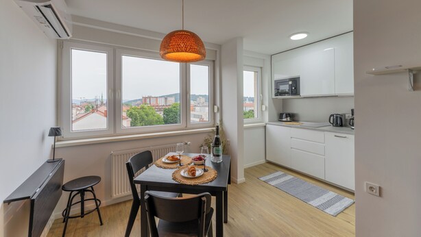 Dining - Gilly Studio Apartment Tour As in delightful Ljubljana with balcony, AC and WiFi (Ljubljana)