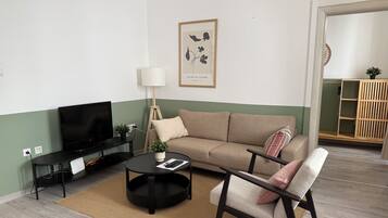 Comfort Apartment, Multiple Bedrooms, Non Smoking, City View | Living area | 42-inch Smart TV with satellite channels, computer monitors