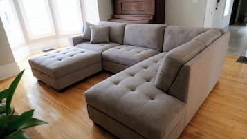 Smart TV, fireplace, video games, DVD player