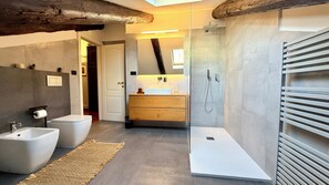 Dusche, Haartrockner, Bidet, Handtücher
