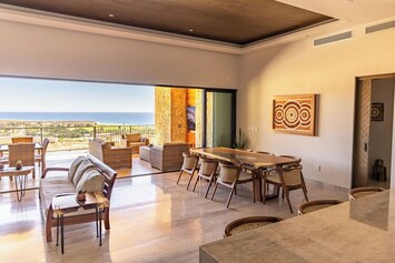 Dining and living area with ample terrace attached