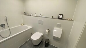 Douche, sèche-cheveux, serviettes fournies, papier toilette