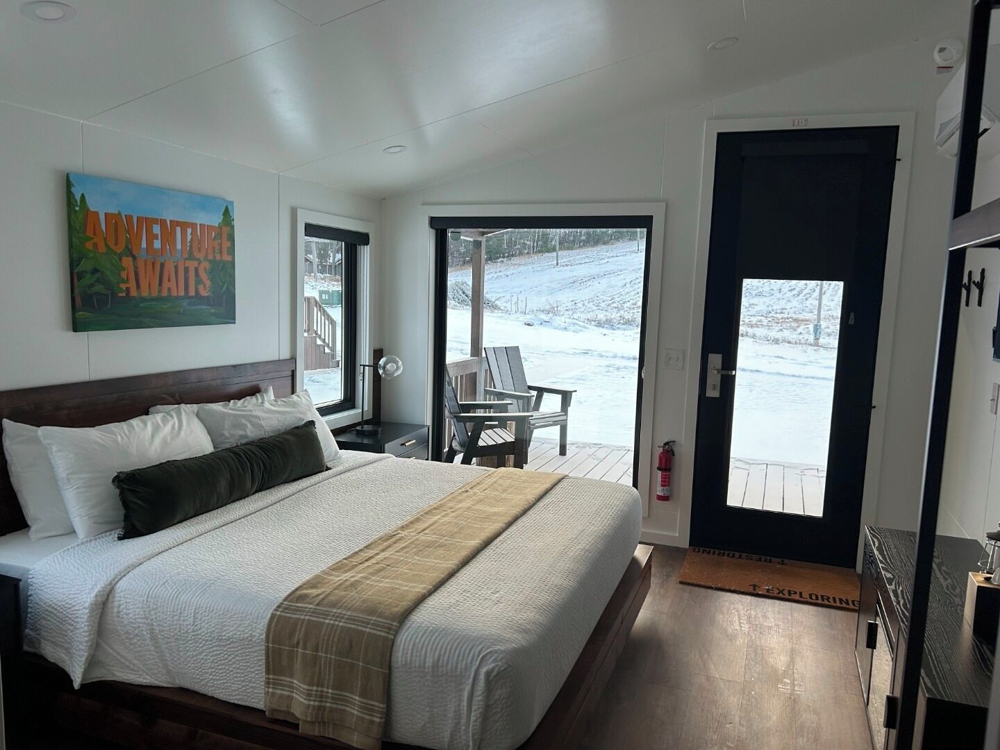 Wake up to snowy views and step onto the patio.