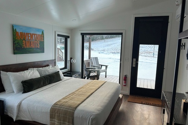 Wake up to snowy views and step onto the deck.
