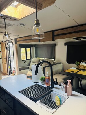 Interior - Cozy 2-bedroom RV in welcoming Beaverton with AC, WiFi (Beaverton)