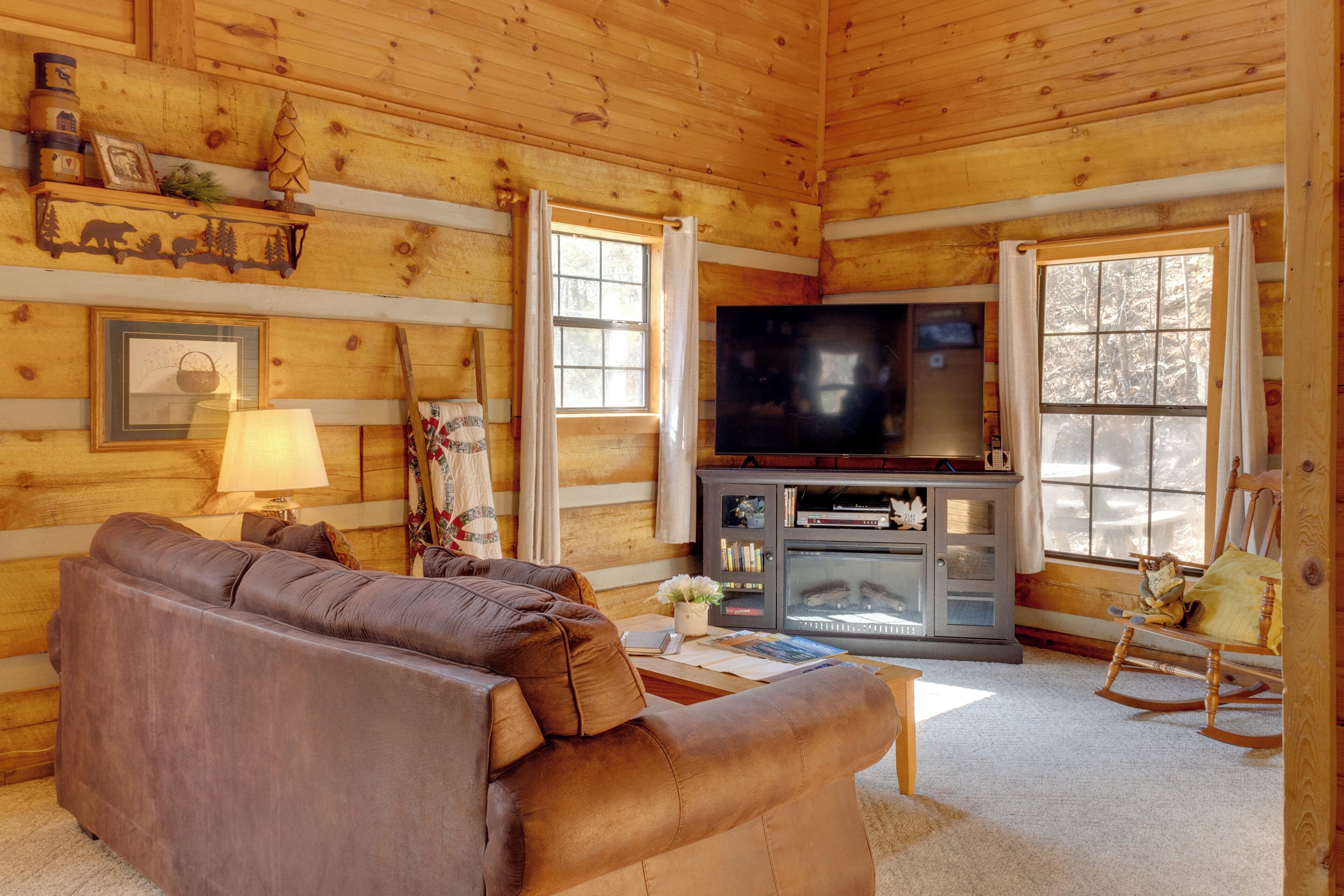 TV, DVD player, foosball, books