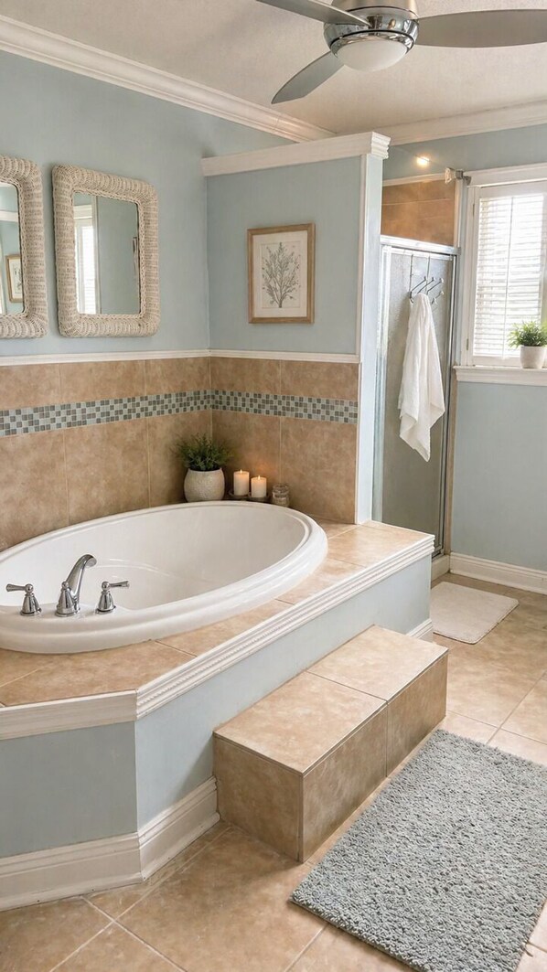 Shower, soap, toilet paper