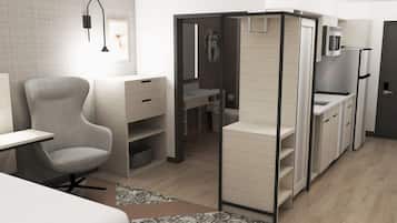 Skrivebord, skrivebord for bærbar PC og blendingsgardiner